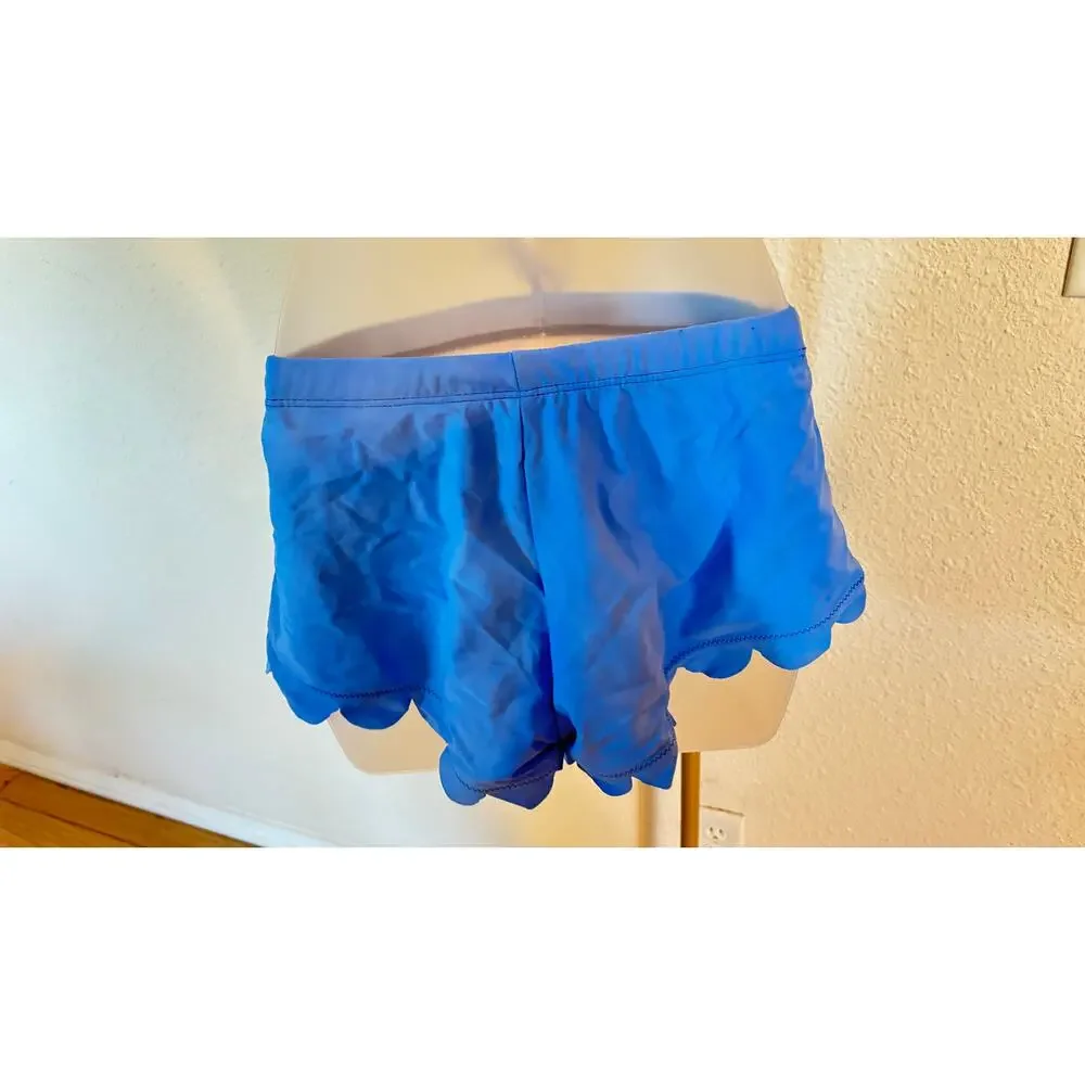 Shein Scalloped Royal Blue 3 piece bikini swimsuit shorts & top sz XS